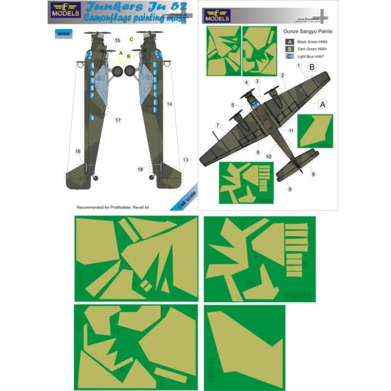 1/48 Junkers Ju52/3M Camouflage Painting Mask for ProModeler/Revell kit