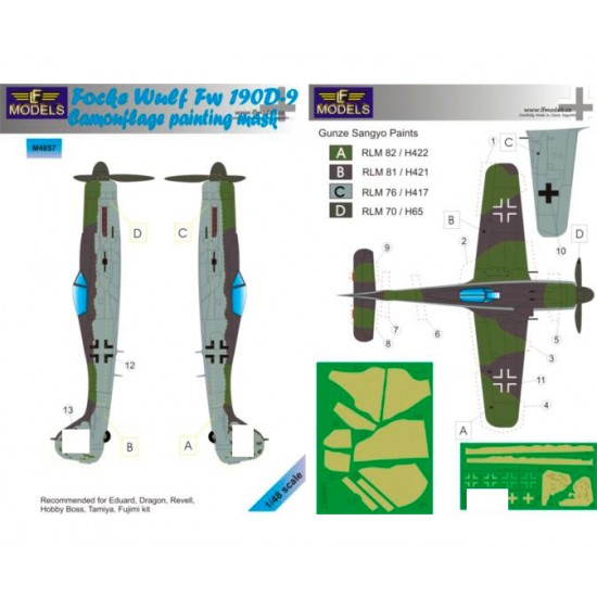 1/48 Focke Wulf Fw 190D-9 Camo n Insignia Marking Mask for Eduard/Dragon/Revell