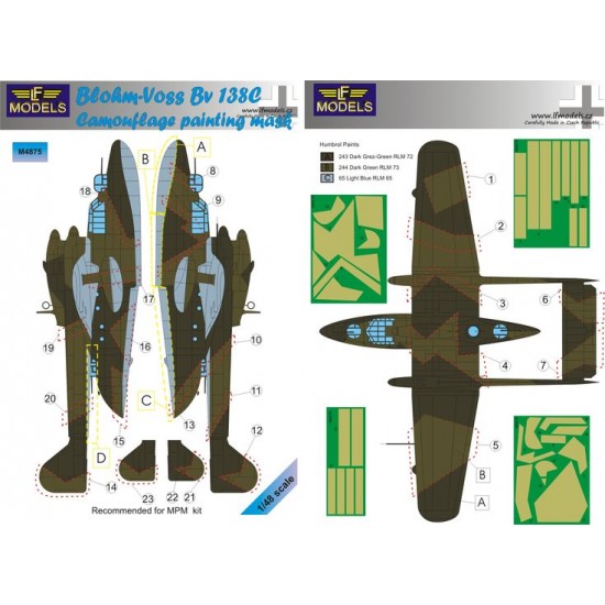 1/48 Blohm Voss 138C Camouflage Painting Mask for MPM kit. 