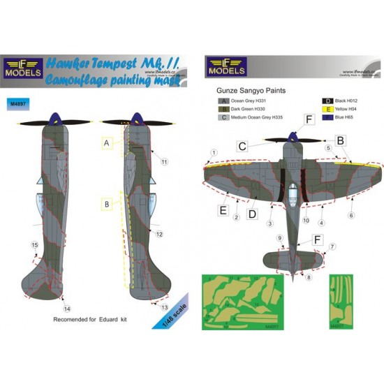 1/48 Hawker Tempest Mk.II Camouflage Painting Mask for Special Hobby ...