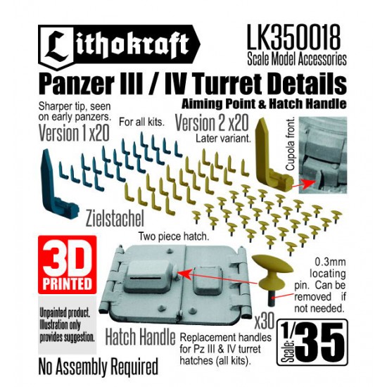 1/35 Panzer III/IV Turret Details: Aiming Point and Hatch Handle