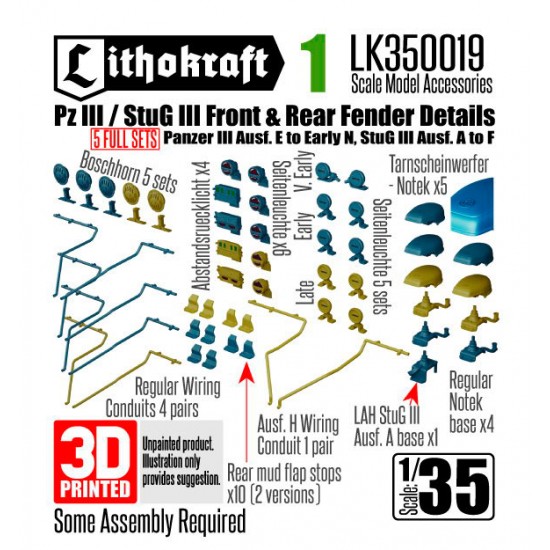 1/35 Pz III / StuG III Front and Rear Fender Details (5 full sets)