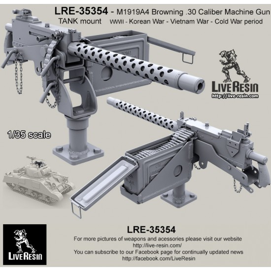 1/35 M1919A4 Browning .30 Caliber Machine Gun w/Mount in WWII/Korean/Vietnam/Cold War