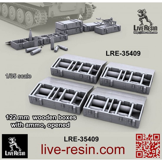 1/35 122mm Wooden Boxes with Ammo, Opened