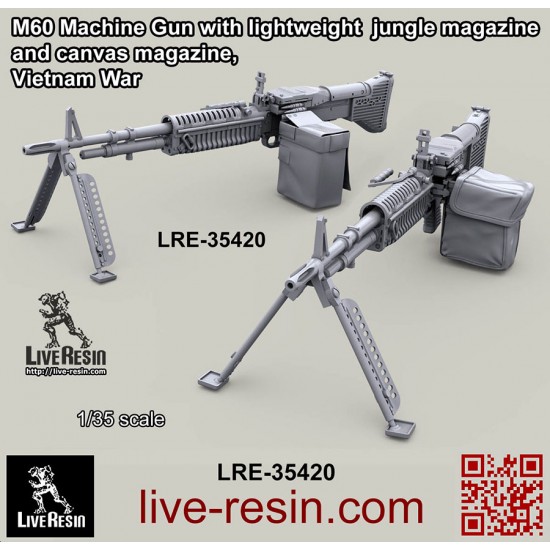 1/35 Vietnam War M60 Machine Gun with Lightweight Jungle Magazine and Canvas Magazine