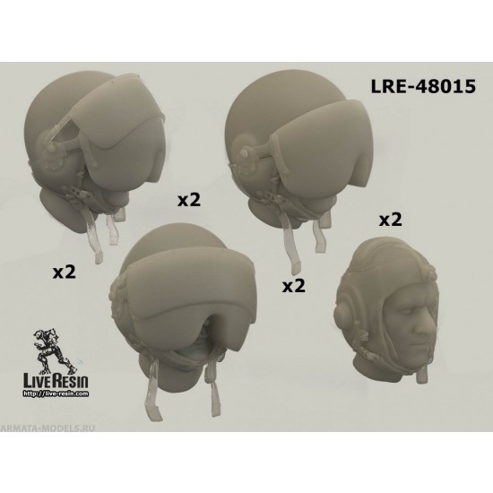 1/48 Helicopter Pilot Heads - Closed Visor