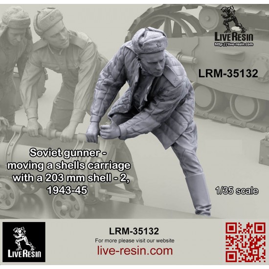 1/35 Soviet Gunner - Moving A Shells Carriage with 203mm Shell #3, 1943-45