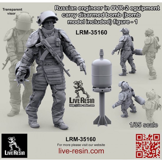 1/35 Russian Engineer In OVR-2 Eguipment Carry Disarmed Bomb (Bomb Model Included)-1