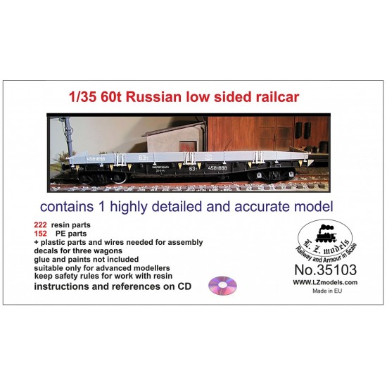 1/35 Russian 60t Low Sided Railcar (Full kit)