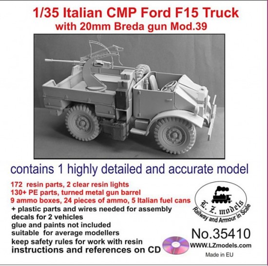 1/35 Italian CMP Ford F15 Truck with 20mm Breda Gun Mod.39 (Full kit)