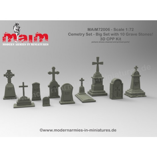 1/72 Grave Stones Cemetery Big Set (10 pcs)