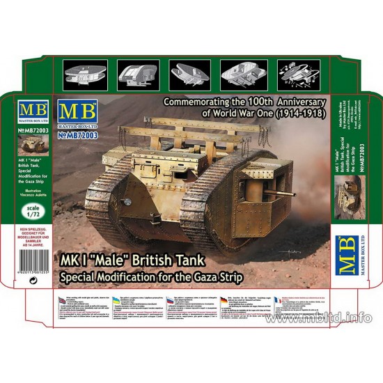 1/72 WWI 100th Anniversary - British Tank MK.I "Male" Special Modification for Gaza Strip