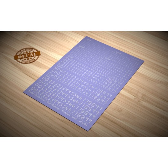 Chalk Markings - Small Numbers (water-slide decal) for All Scales