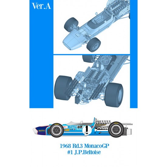 1/12 Matra MS11 F1 J.P. Beltoise Ver.A: 1968 Rd.3 Monaco GP Multi-material kit