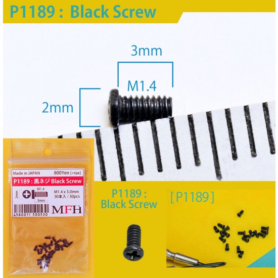 Black Screw (M1.4 x 3mm, 30pcs)
