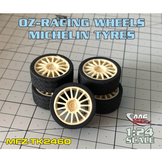 1/24 OZ-Racing 15/4 Wheels + Michelin Tyres for Hasegawa kits