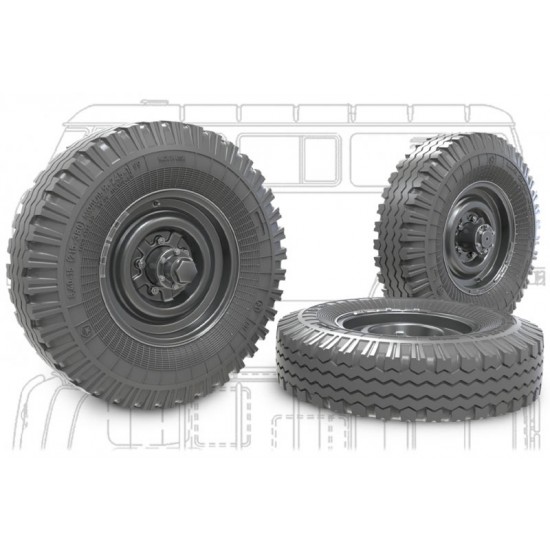 1/35 UAZ-452 Buhanka Sagged Wheel set (4pcs & extra)