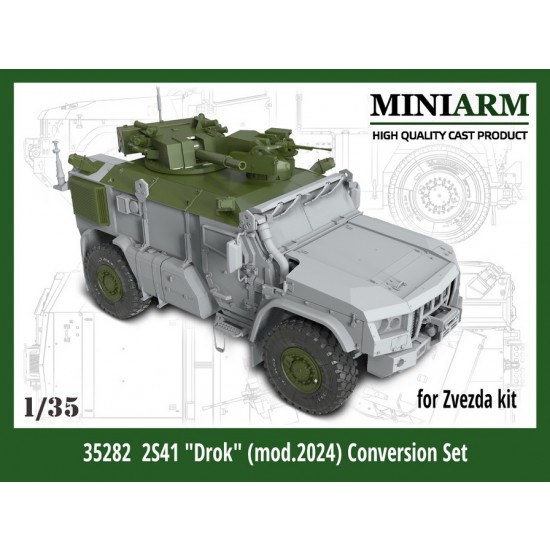 1/35 82mm Self-propelled mortar 2S41 Drok Conversion set (mod 2024) for Zvezda kits