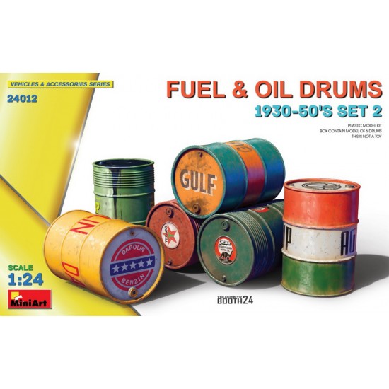 1/24 Fuel and Oil Drums 1930-50s Set 2