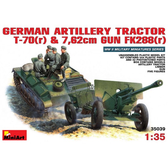 1/35 German Artillery Tractor T-70 (r) & 7.62cm Gun FK288 (r) w/Crew