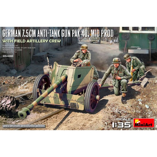 1/35 German 7.5cm Anti-Tank Gun PaK 40. Mid Prod with Artillery Crew