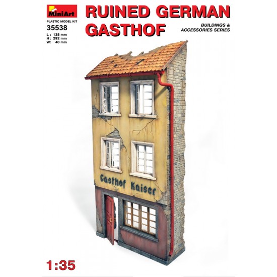 1/35 Ruined German "Gasthof" (Size L x H x W: 138mm x 292mm x 40mm)