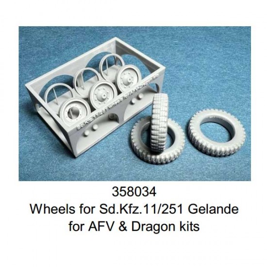 1/35 SdKfz.11/251 Wheels (gelande pattern) for AFV Club/Dragon kits