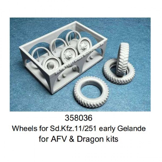 1/35 SdKfz.11/251 Wheels Early (gelande pattern) for AFV Club/Dragon kits