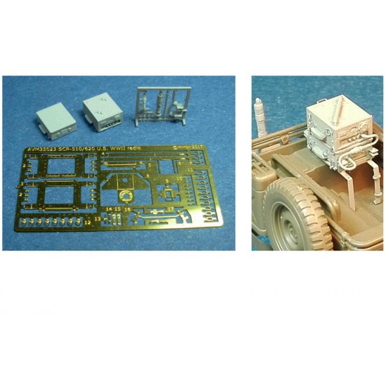 1/35 WWII US Jeep SCR-510/610 Radio set (3D printed resin & PE sheet)