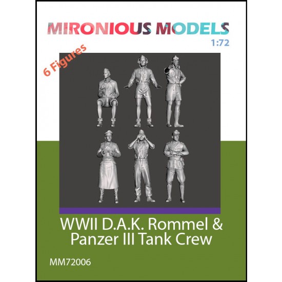 1/72 WWII German D.A.K. Rommel & Panzer III Tank Crew (6 figures)