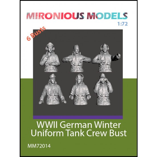 1/72 WWII German Winter Uniform Tank Crew Bust (6 figures)