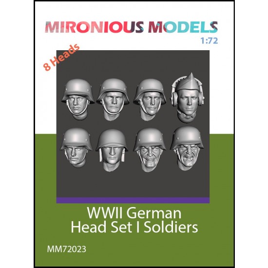 1/72 WWII German Head Set I Soldiers (8pcs)