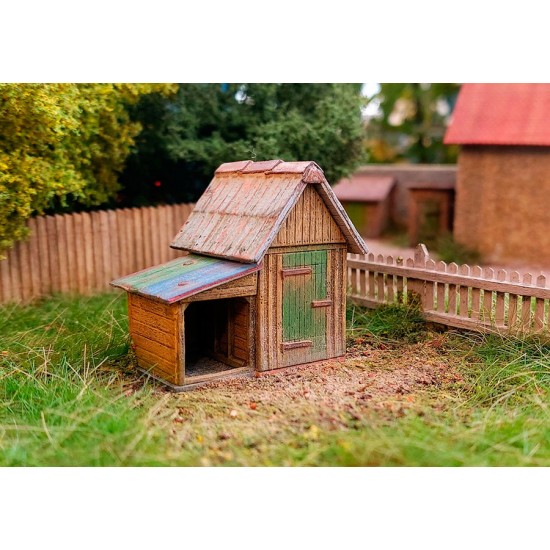 HO Scale 1/87 Garden House with Shed Wooden Structure Kit