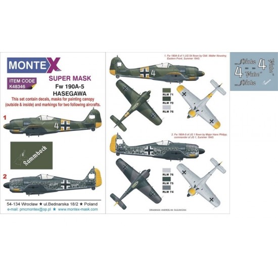 1/48 Focke-Wulf Fw 190A-5 Paint Mask for Hasegawa kit