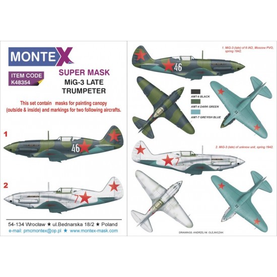 1/48 Mig-3 Late Paint Mask for Trumpeter kits (Insignia & Canopy Masks)