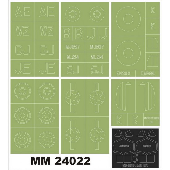 1/24 Supermarine Spitfire Mk.IXc Paint Mask for Airfix #17001