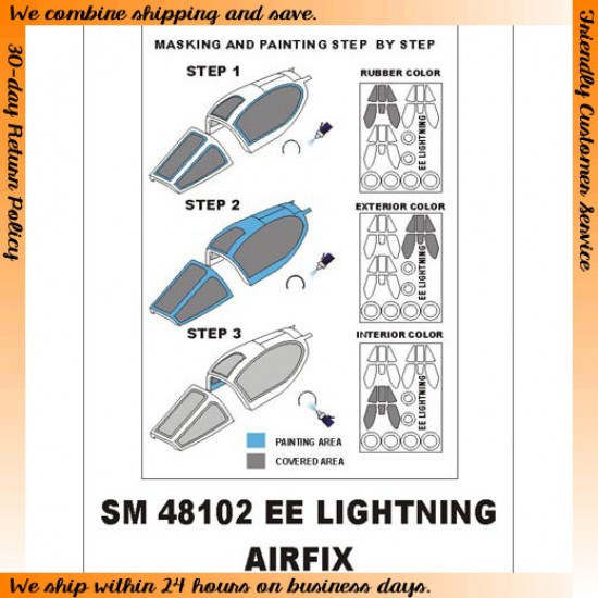 1/48 BAC Lightning Paint Mask for Airfix kit (outside-inside)