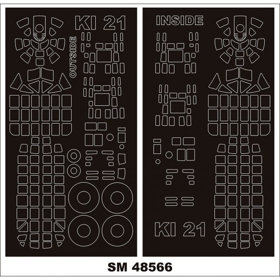 1/48 Ki-21 Canopy Masks (outside and inside) for ICM kits