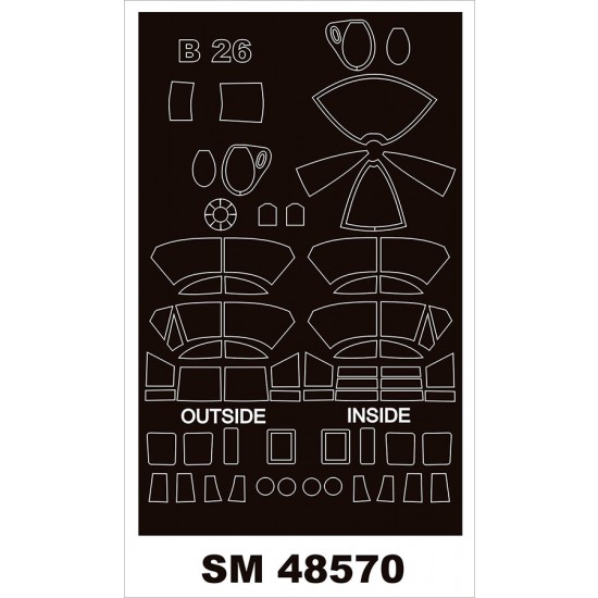 1/48 Martin B-26B Marauder Canopy Masks for ICM kits