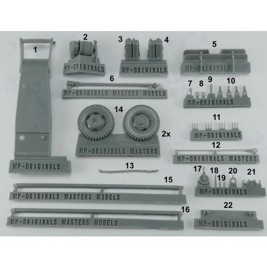 1/48 GMC CCKW 2.5t 6x6 Bumper Additional Canisters, Winch, Double Tyres & Crane for Tamiya kits