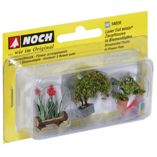 HO Scale Ornamental Plants in Tubs