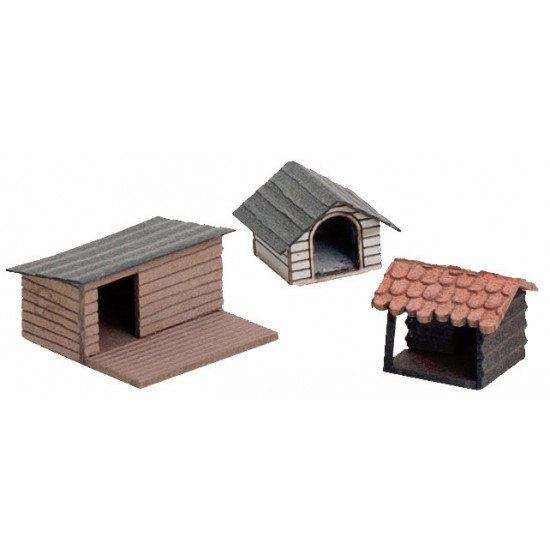 HO Scale Kennels (3pcs)