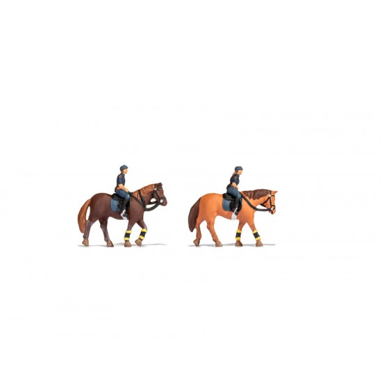 HO 1/87 Mounted Police (2 policemen riding horses)