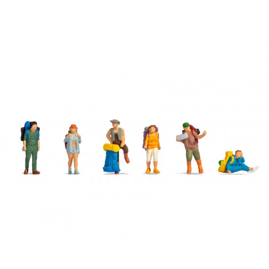 HO 1/87 Backpackers and Hitchhikers (6 assembled and painted figures)