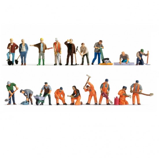 HO Scale Figures xL Set - At Work (18 assembled painted figures)