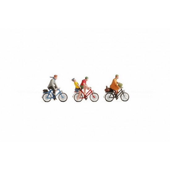 N Scale Cyclists Assembled and Painted Miniatures