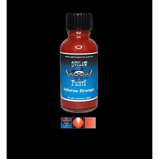 Acrylic Lacquer Paint - Metallic Colour Inferno Orange (30ml)