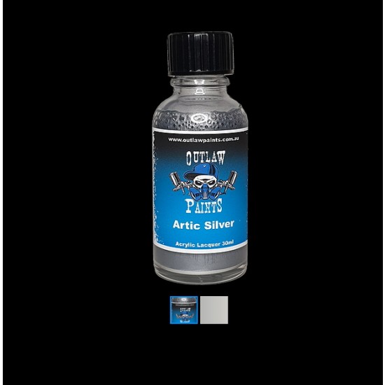 Acrylic Lacquer Paint - Metallic Colour Arctic Silver (30ml)