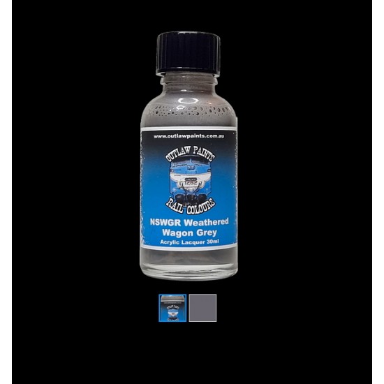 Acrylic Lacquer Paint - Solid Colour NSWGR Weathered Wagon Grey (30ml)
