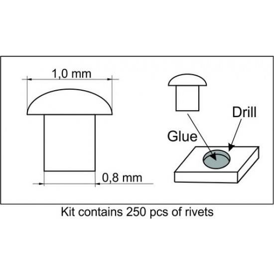 1/35 Rivets No.4 (Top Diameter: 1.0 mm, Bottom Diameter: 0.8 mm, 250pcs)